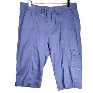 Fresh Drawstring Cargo Roll Tab Shorts Elastic Drawstring in Periwinkle/Purple